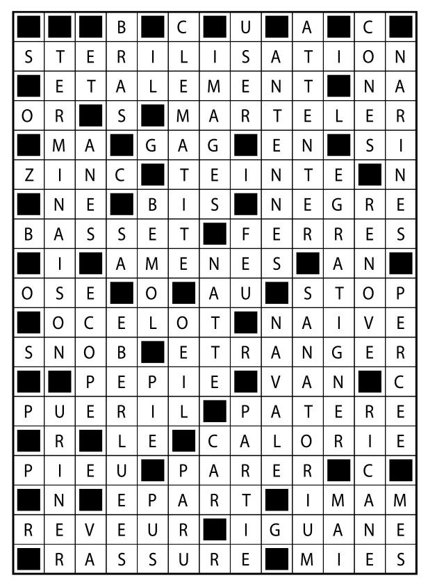 Solutions des mots fléchés du précédent numéro