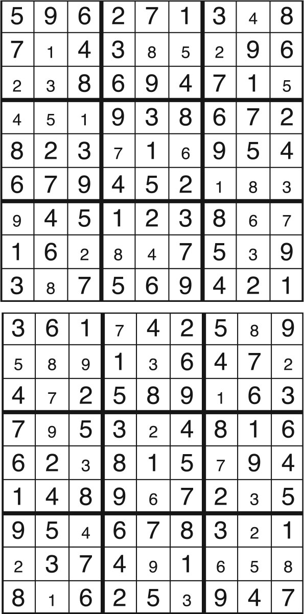 Solutions des sudokus du précédent numéro