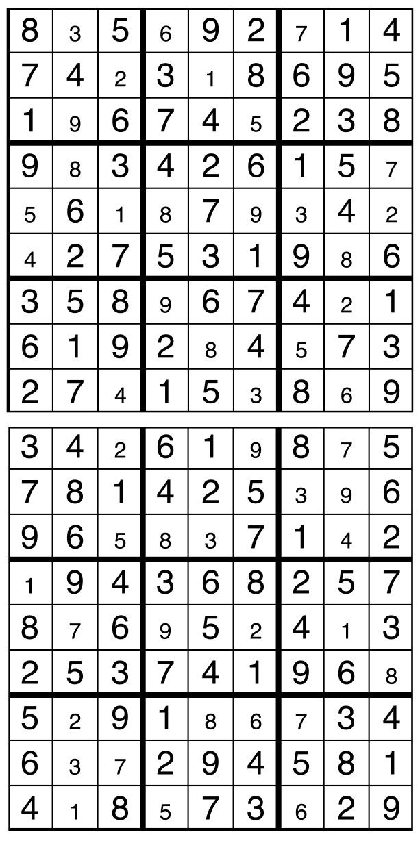 Solutions des sudokus du précédent numéro