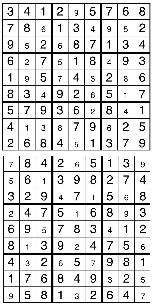 Solutions des sudokus du précédent numéro