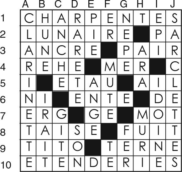 Solutions des mots croisés du précédent numéro