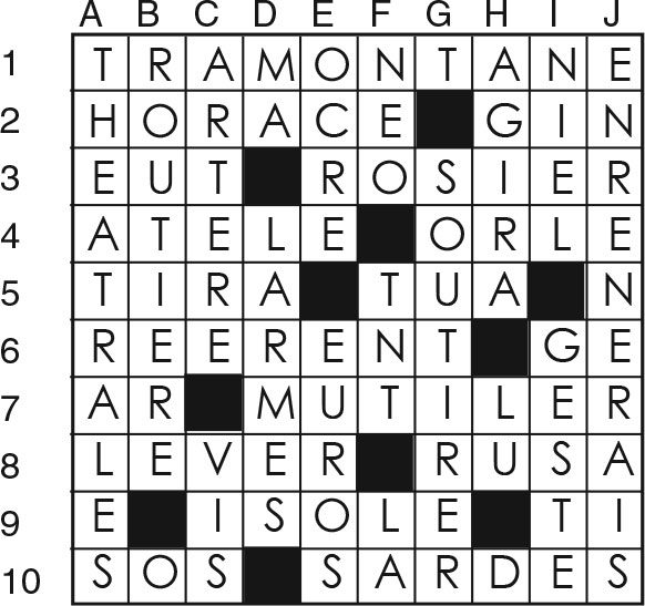Solutions des mots croisés du précédent numéro