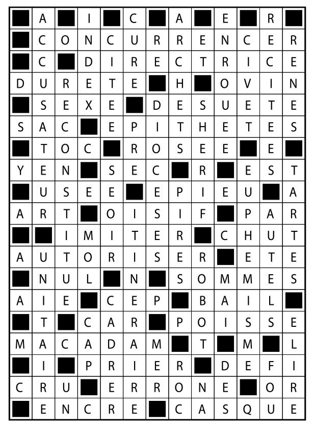Solutions des mots fléchés du précédent numéro