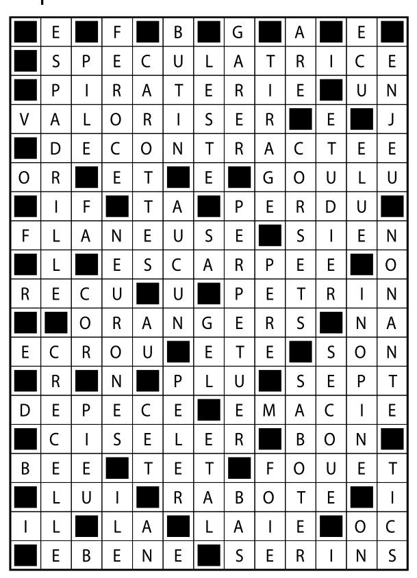 Solutions des mots fléchés du précédent numéro