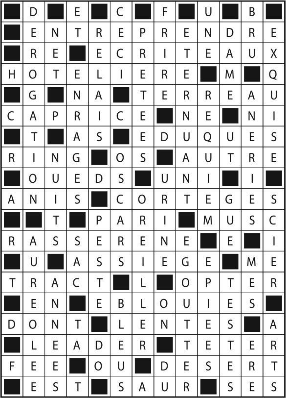 Solutions des mots fléchés du précédent numéro
