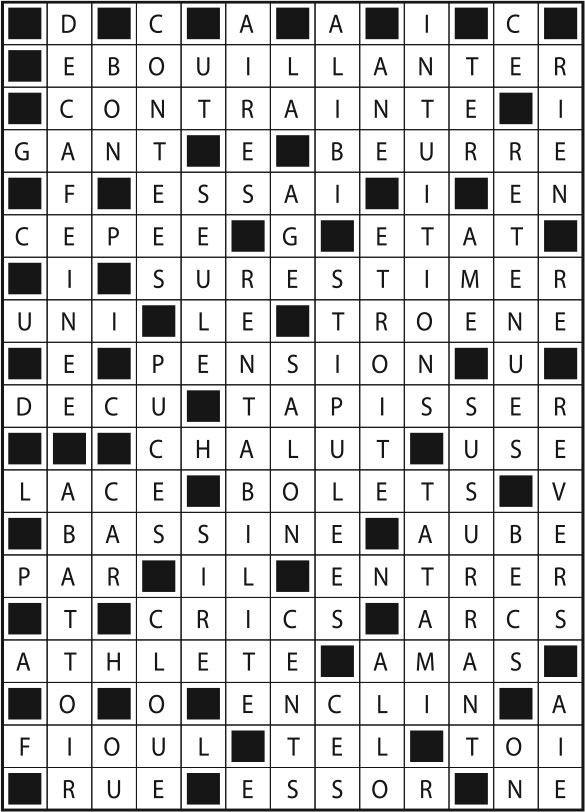 Solutions des mots fléchés du précédent numéro