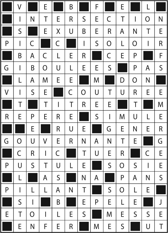 Solutions des mots fléchés du précédent numéro