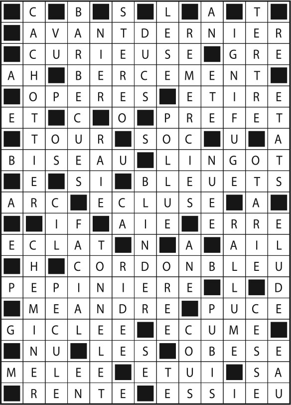 Solutions des mots fléchés du précédent numéro