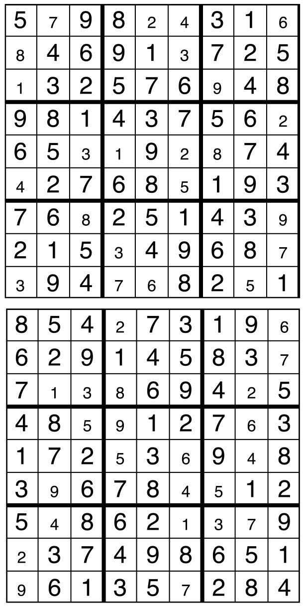 Solutions des sudokus du précédent numéro
