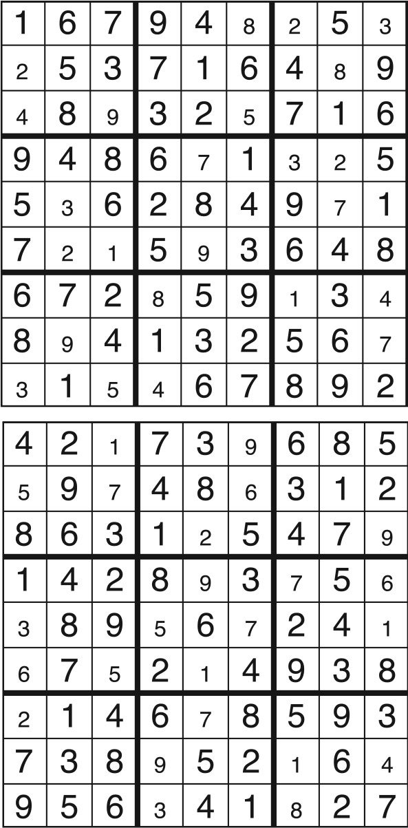 Solutions des sudokus du précédent numéro