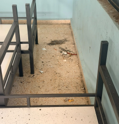 Cigarette butts and other waste thrown on the floor in one of the rooms of the Warwar Juvenile Rehabilitation Center, during a visit by the National Human Rights Commission on Sept. 17, 2026. (Photo taken from the website of the National Human Rights Commission)
