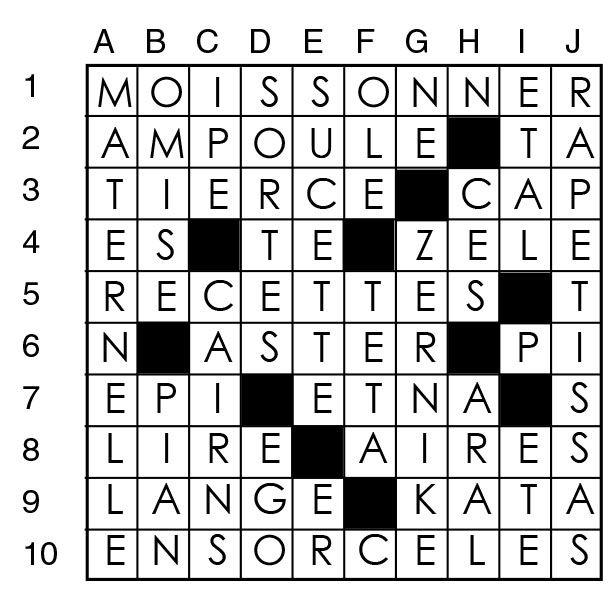 Solutions des mots croisés du précédent numéro