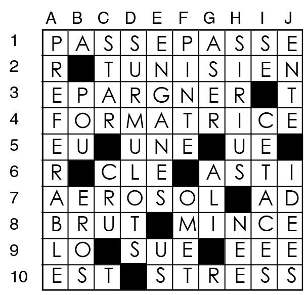Solutions des mots croisés du précédent numéro