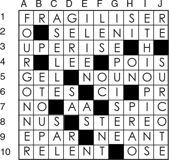 Solutions des mots croisés du précédent numéro