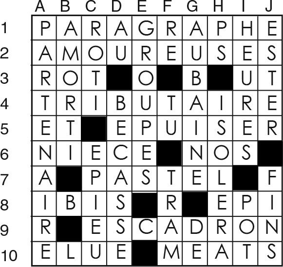 Solutions des mots croisés du précédent numéro
