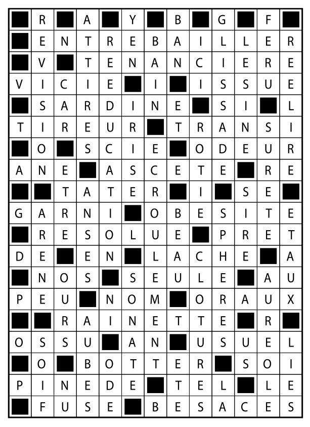 Solutions des mots fléchés du précédent numéro