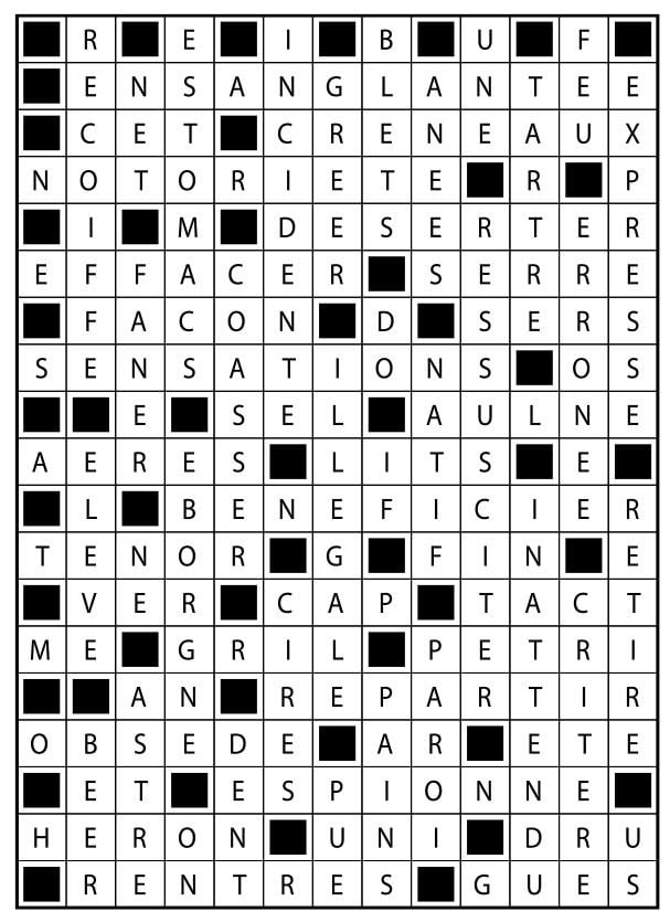 Solutions des mots fléchés du précédent numéro