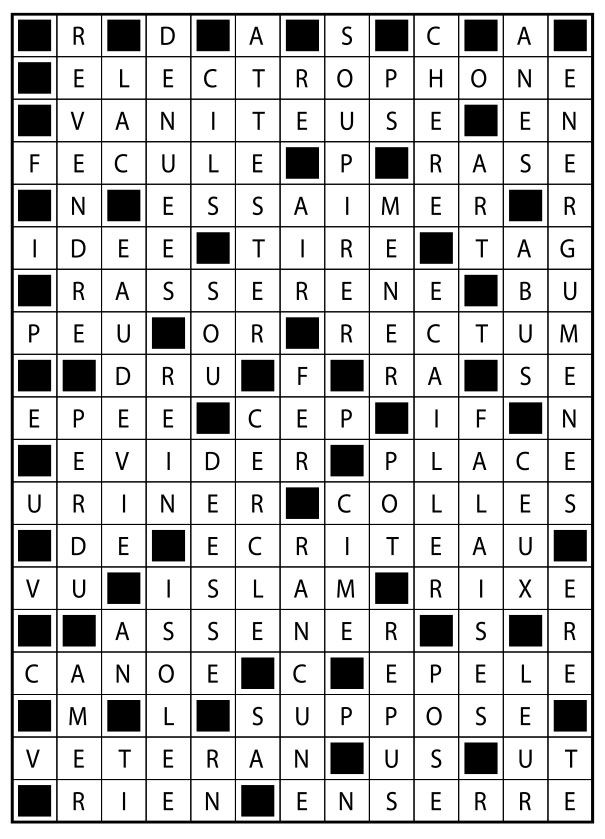 Solutions des mots fléchés du précédent numéro