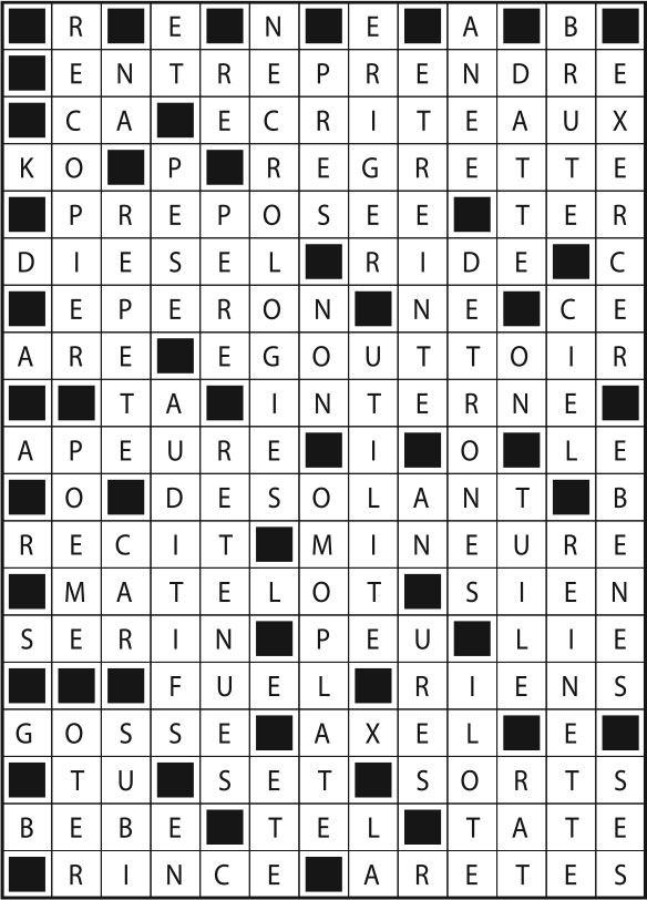 Solutions des mots fléchés du précédent numéro