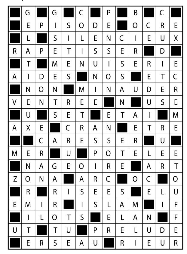 Solutions des mots fléchés du précédent numéro