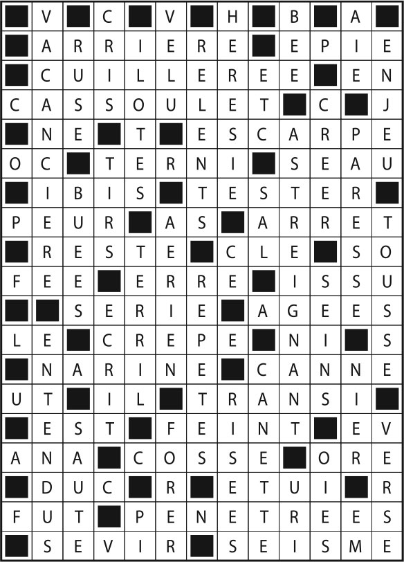 Solutions des mots fléchés du précédent numéro