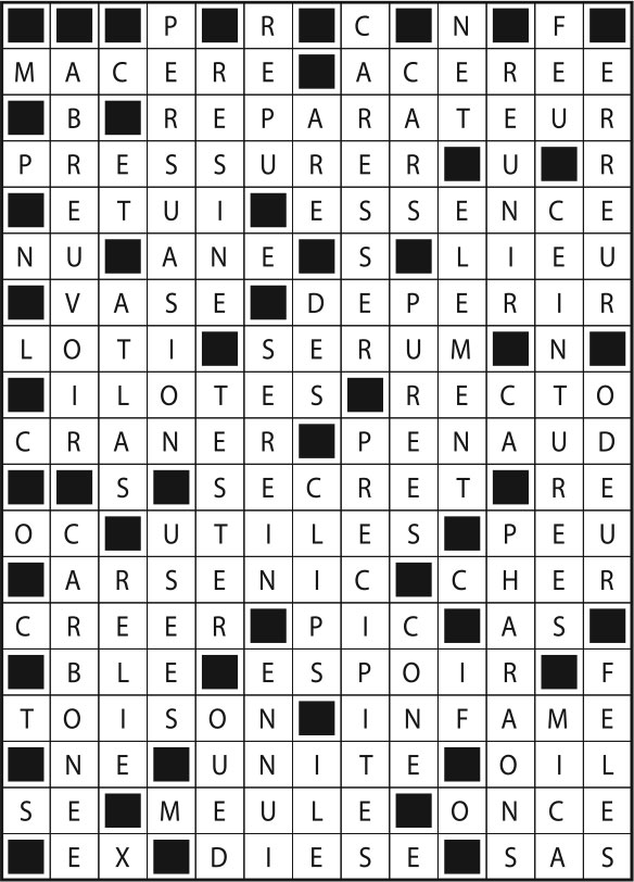 Solutions des mots fléchés du précédent numéro