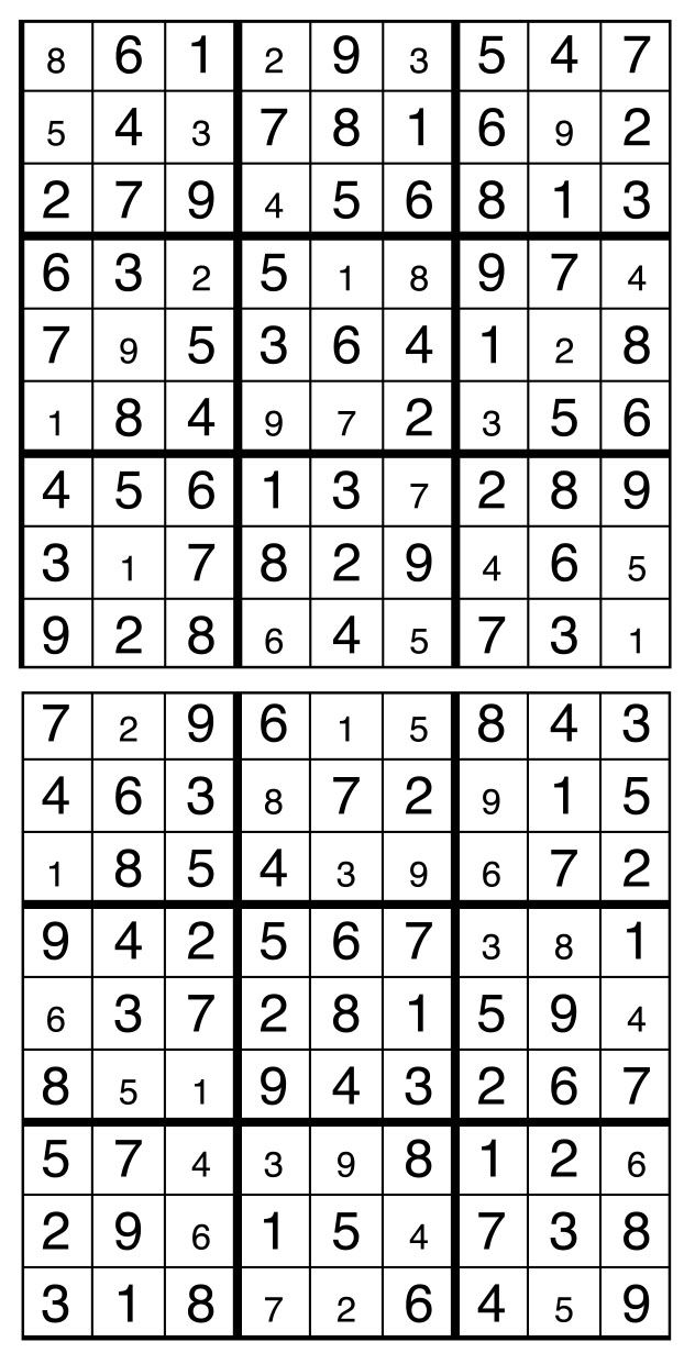 Solutions des sudokus du précédent numéro