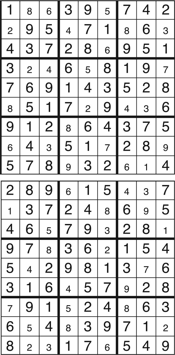 Solutions des sudokus du précédent numéro