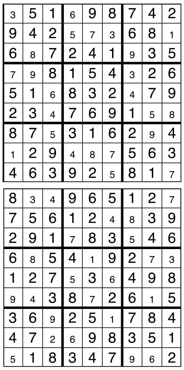 Solutions des sudokus du précédent numéro