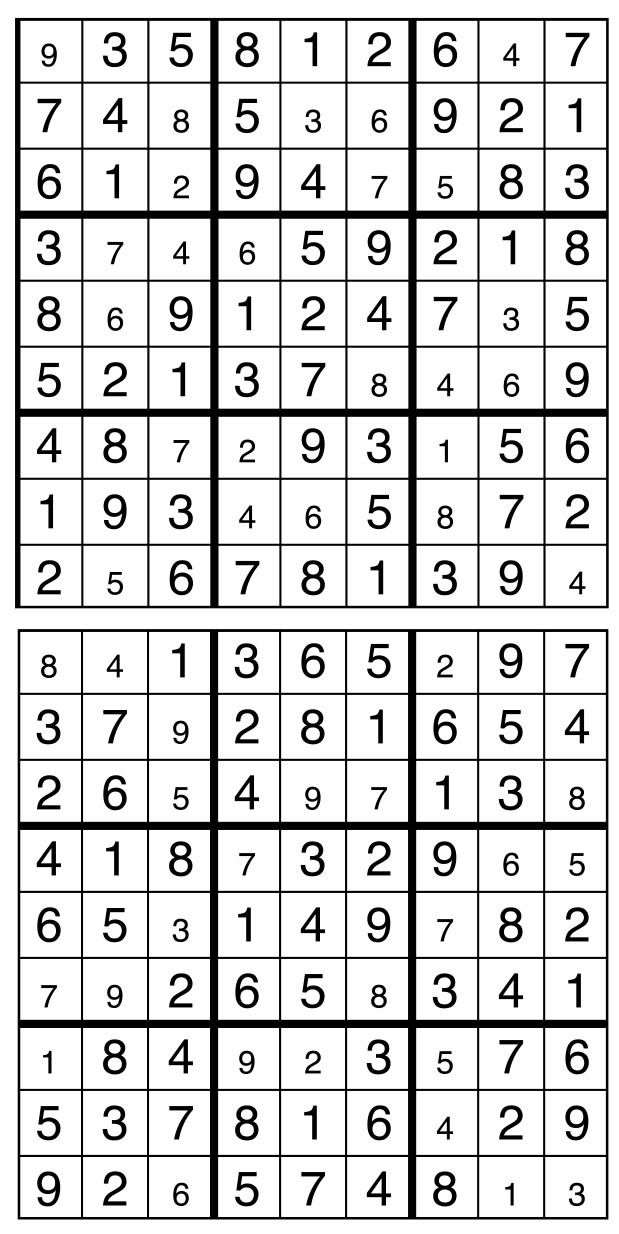 Solutions des sudokus du précédent numéro