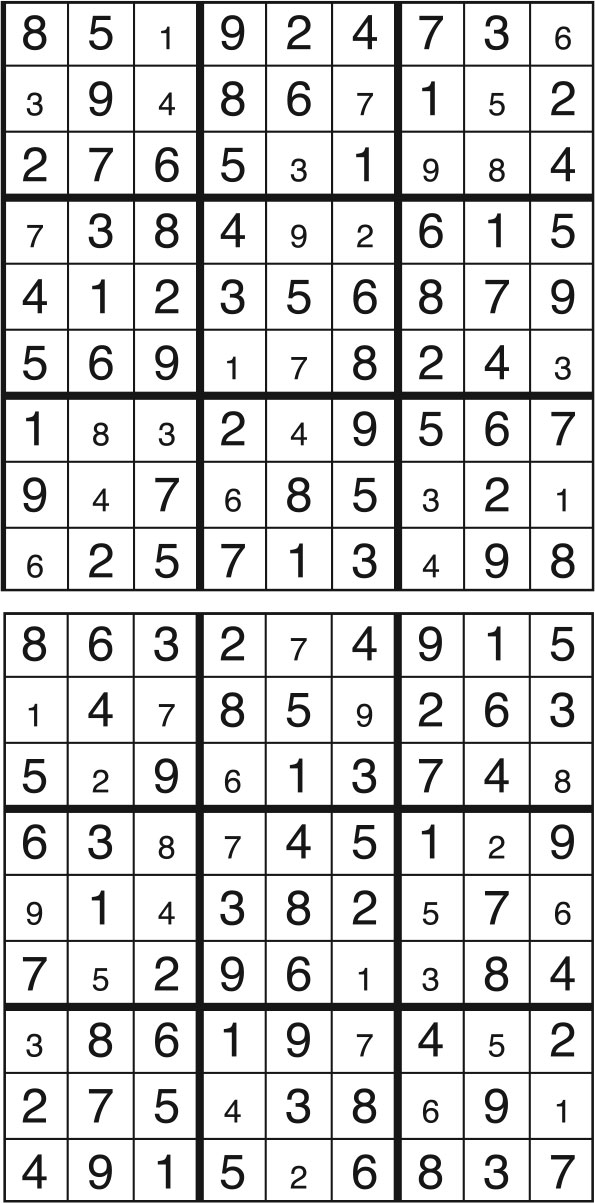 Solutions des sudokus du précédent numéro