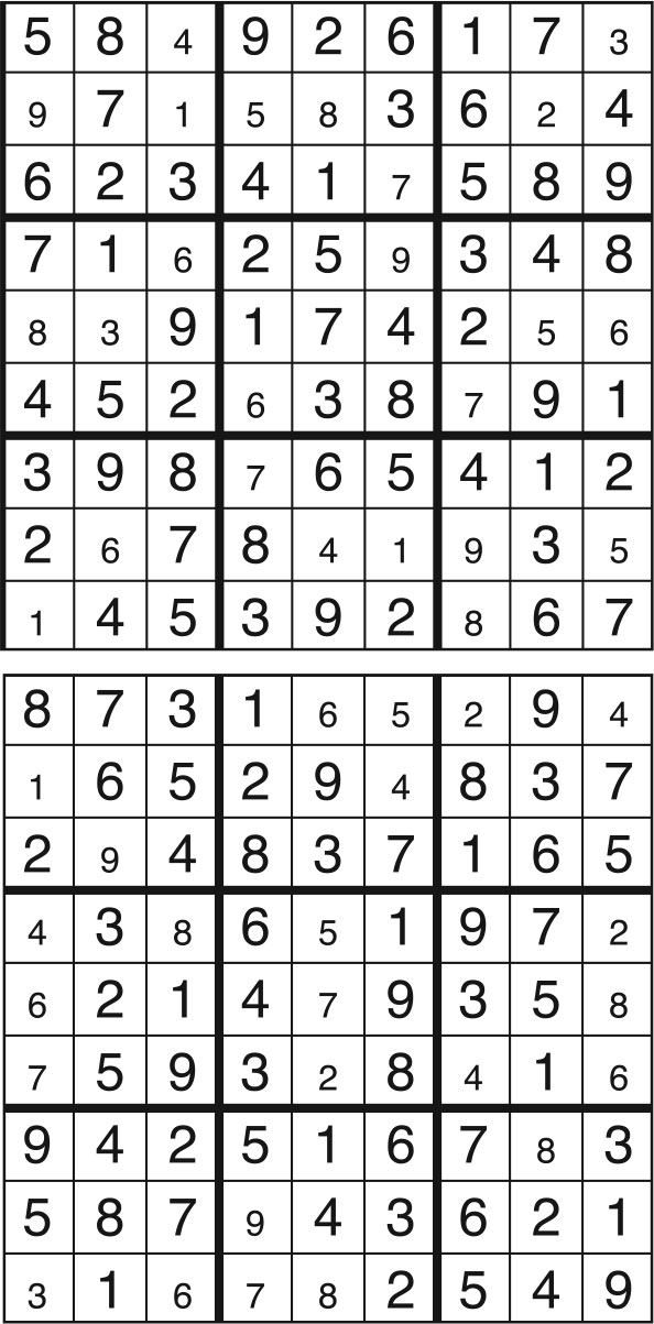 Solutions des sudokus du précédent numéro