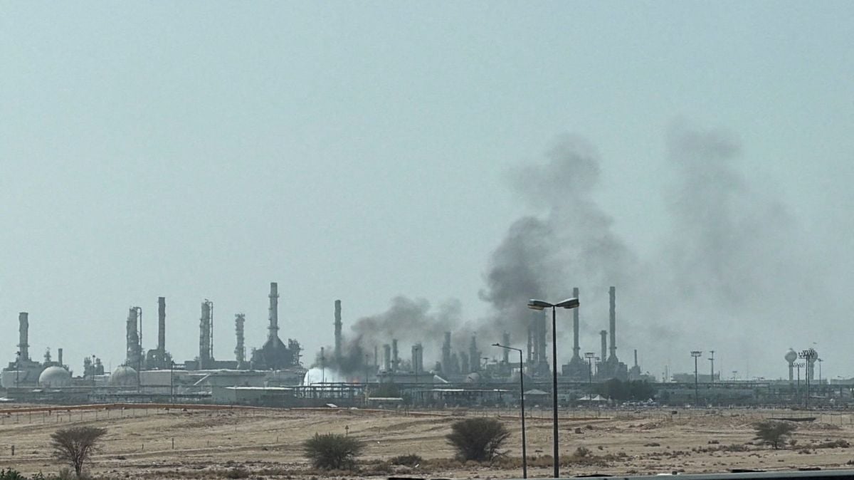 Flames, smoke near Aramco site near Riyadh