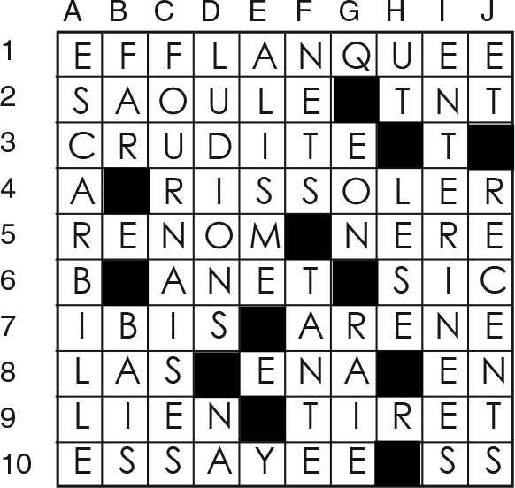 Solutions des mots croisés du précédent numéro