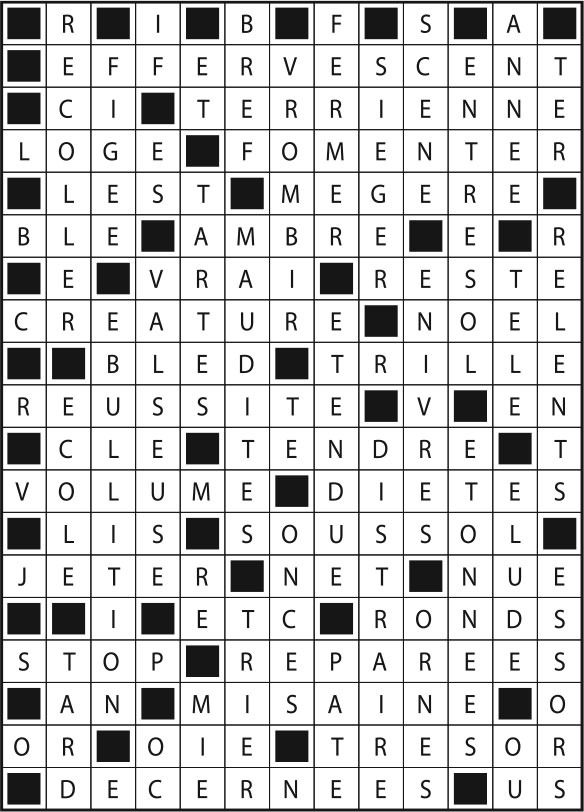 Solutions des mots fléchés du précédent numéro