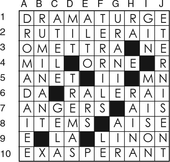 Solutions des mots croisés du précédent numéro