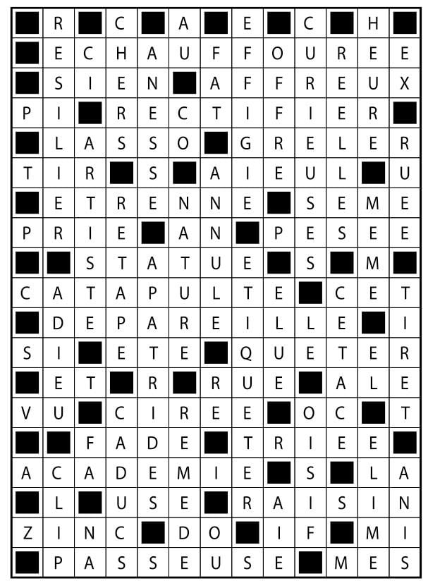 Solutions des mots fléchés du précédent numéro