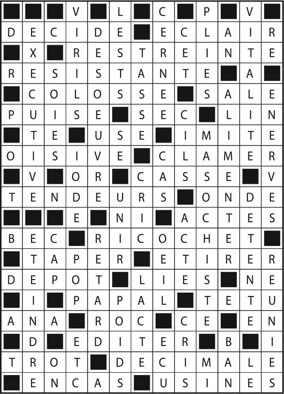 Solutions des mots fléchés du précédent numéro