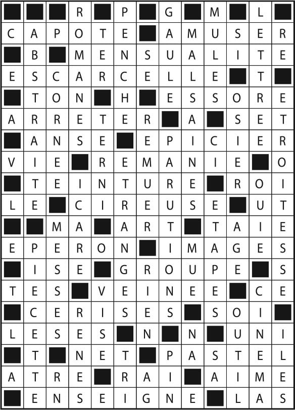 Solutions des mots fléchés du précédent numéro