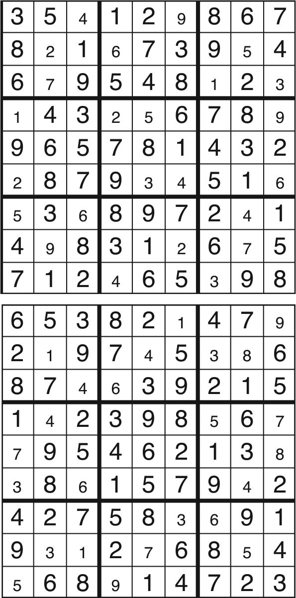 Solutions des sudokus du précédent numéro