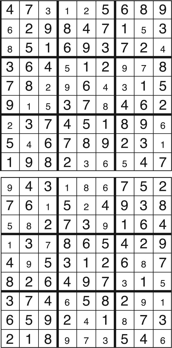 Solutions des sudokus du précédent numéro