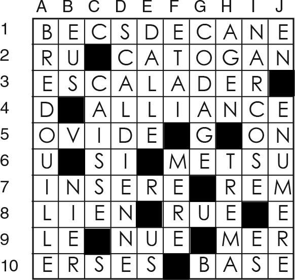 Solutions des mots croisés du précédent numéro