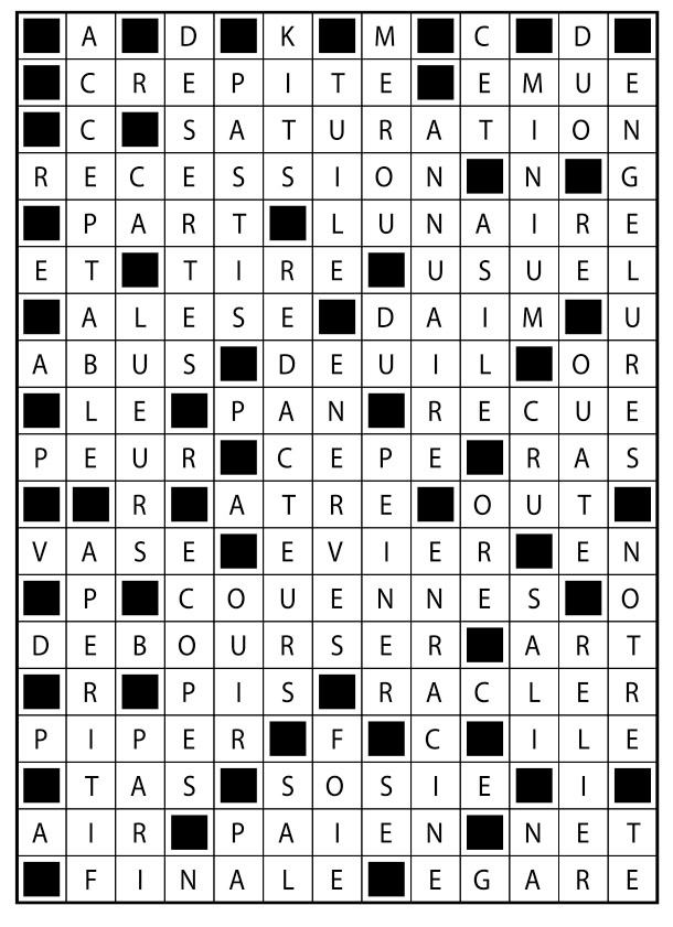 Solutions des mots fléchés du précédent numéro