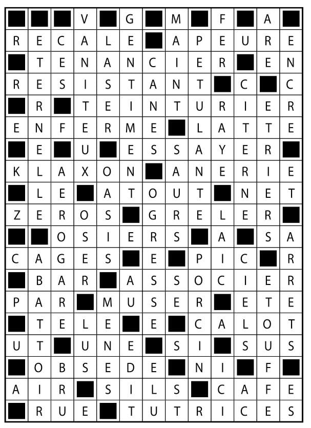 Solutions des mots fléchés du précédent numéro