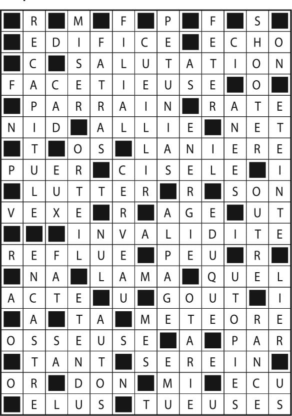 Solutions des mots fléchés du précédent numéro
