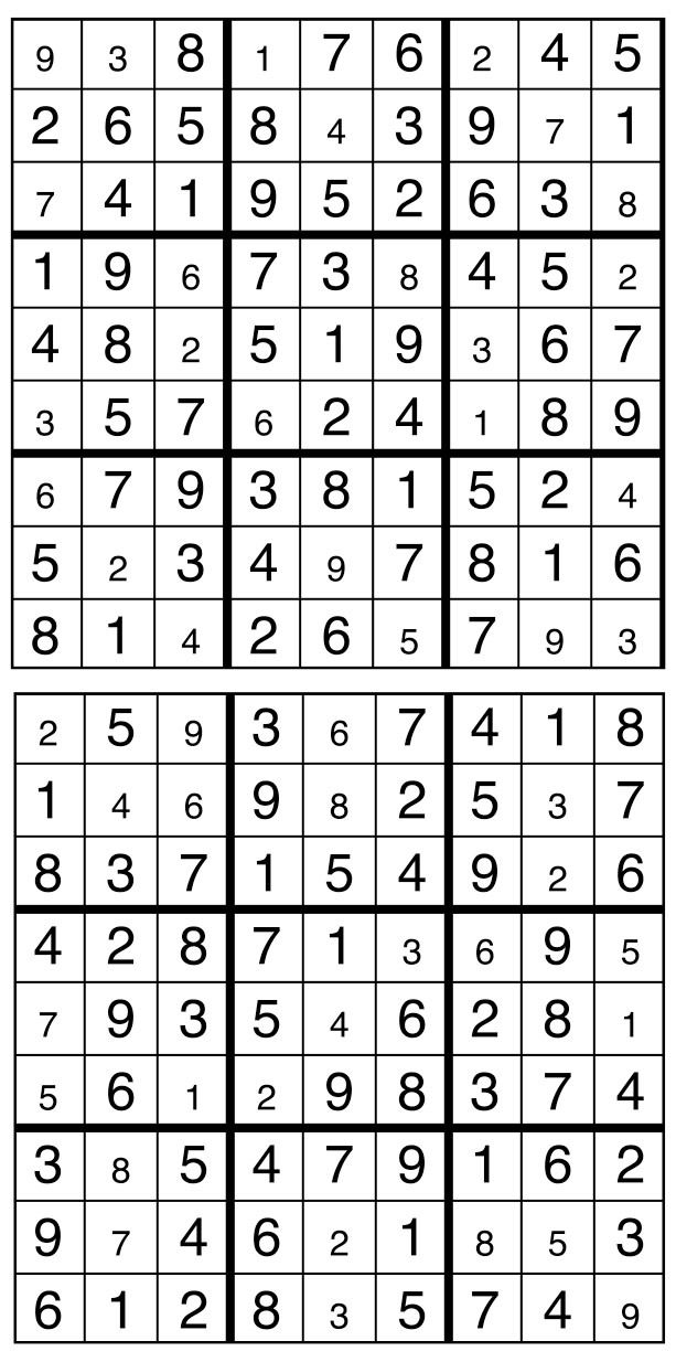 Solutions des sudokus du précédent numéro