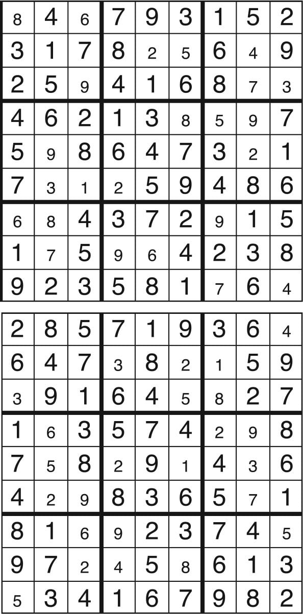 Solutions des sudokus du précédent numéro