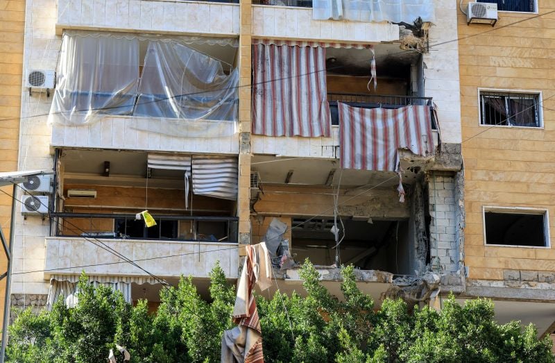 Photo: Building hit by Israeli strikes on southern suburbs of Beirut
