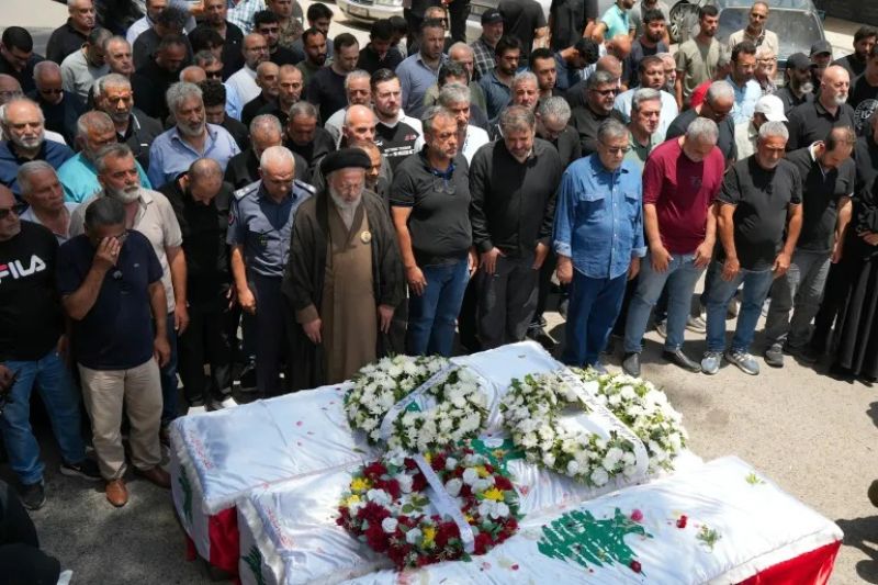 Funeral of 3 women killed in a Israeli drone strike in Nabatieh Fawqah on Monday