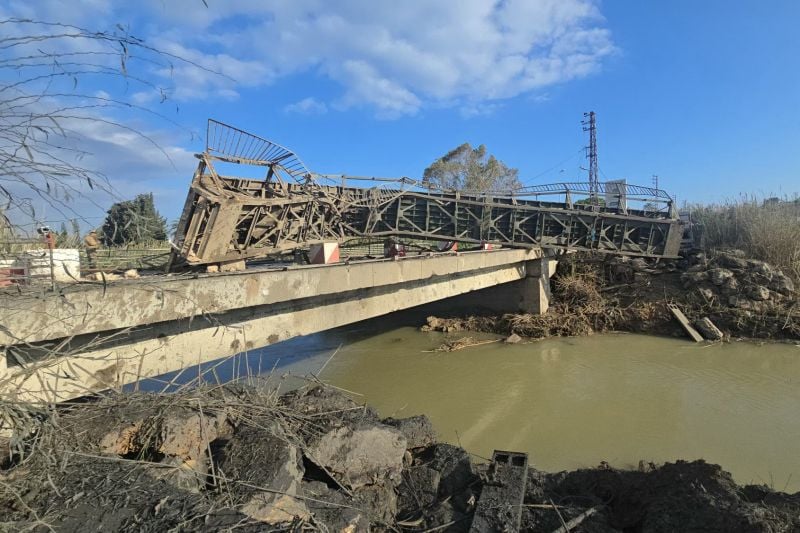 The Qasmieh Bridge near Sour destroyed by an Israeli strike on Wednesday April 8